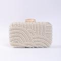 Women's Clutch Evening Bag Wristlet Clutch Bags PU Leather Party Christmas Bridal Shower Pearls Crystals Chain Large Capacity Durable Solid Color Silver Black Champagne