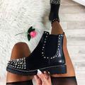 Women's Boots Chelsea Boots Plus Size Wedding Party New Year Winter Rivet Flat Heel Punk Vintage Fashion Faux Leather Faux Suede Black suede Black pu version Upgraded version black black nail PU