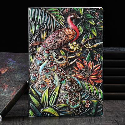 8 Types Embossed Leather Journal Diary Business Notebook Agenda Antique Handmade Relief Notebook Phoenix Immortal Bird Travel Notebook Agenda Book Gift for Friends Size A5 (8.4x5x0.7 Inches)