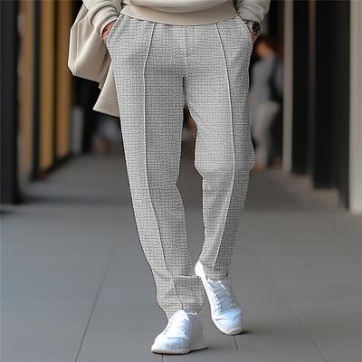 Men's Waffle Sweatpants Joggers Trousers Straight Leg Sweatpants Drawstring Elastic Waist Plain Comfort Breathable Casual Daily Holiday Sports Fashion Black White