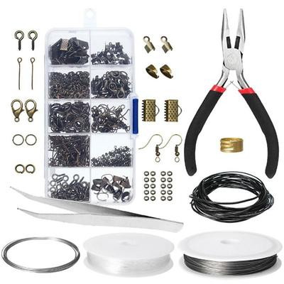 900pcs Jewelry Making Starter Kit Earrings Necklace Findings DIY Beads Plier Tools Set Jewelry Repair Tool Set Jewelry Accessories Suitable For Adults And Beginners