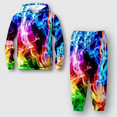 Boys 3D Gradient Ramp Hoodie Sweatpants Set HoodieSet Clothing Set Long Sleeve Spring Fall Sports Fashion Cool Kids 3-12 Years Outdoor Vacation Street Regular Fit