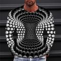 Circles Optical Illusion Mens 3D Shirt For Party Green Summer Cotton Men'S Tee Geometric Graphic Prints Crew Neck Purple Orange Light Blue Gray 3D Outdoor Street Long Sleeve Clothing