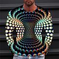 Circles Optical Illusion Mens 3D Shirt For Party Green Summer Cotton Men'S Tee Geometric Graphic Prints Crew Neck Purple Orange Light Blue Gray 3D Outdoor Street Long Sleeve Clothing