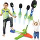 Toy Rocket Launcher for Kids - 4 Colorful Rocket Toy with Whistle Rockets and Adjustable Angle Sturdy Launcher Stand with Foot Launch Pad Fun Outdoor Toy for Boys and Girls