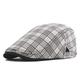 Unisex Flat Cap Newsboy Cap Black White Polyester Retro Travel Beach Outdoor Vacation Plaid Adjustable Fashion