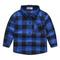 Kids Boys Shirt Long Sleeve Plaid Pocket White Blue Red Cotton Children Tops Fall Active Fashion Regular Fit 3-8 Years