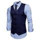 Men's Vest Waistcoat Wedding Work Street Business Business Elegant Fall Pocket Polyester Breathable Solid Color Double Breasted V Neck Regular Fit Black White Wine Navy Blue Vest