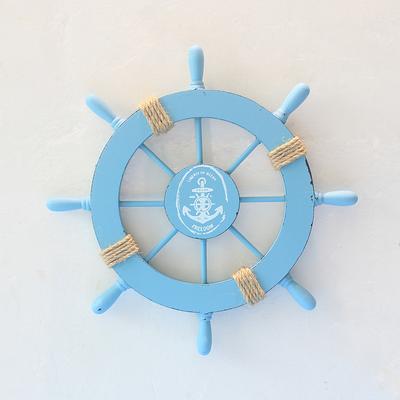 Beach Wooden Boat Ship Steering Wheel Wall Accent Wall Hanging Door Hanging Ornament Wall Decor Home Decoration 2828CM