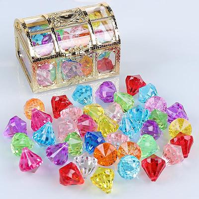 Children'S Diamond Gem Toy Imitation Crystal Girl Plastic Acrylic Seven-Color Princess Castle Treasure Chest Treasure Chest