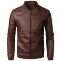 Men's Hiking Lightweight Jacket Faux Leather Jacket Spring Fall Biker Jacket Coat Top PU Motorcycle Jackets Loose Streetwear Outerwear