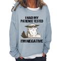 Women's Oversized Sweatshirt Pullover Cat Sports Black Pink Red Active Sports Streetwear I HAD MY PATIENCE TESTED Oversized Round Neck Long Sleeve Micro-elastic Fall Winter