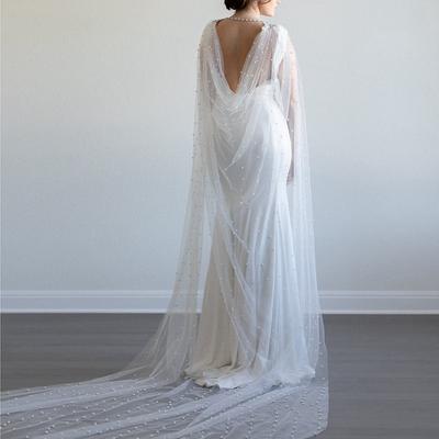 Bridal's Wraps Elegant Bridal Sleeveless Tulle Wedding Wraps With Rhinestone For Wedding Spring Summer