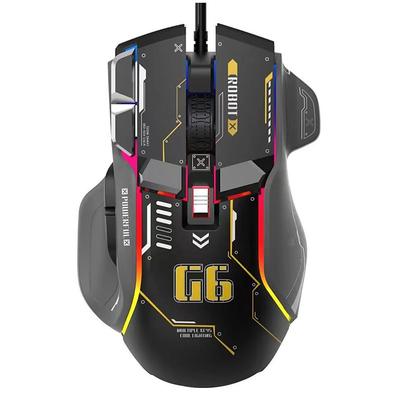 HXSJ G6 10-Button Wired Game Mouse Macro Programming 13 RGB Light Modes 6 Gears 12800 dpi