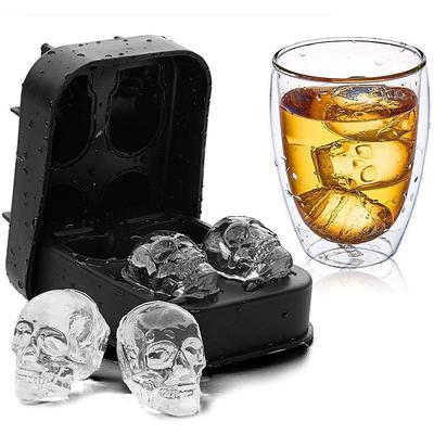 3D Creative Skull Ice Tray Silicone Mold 6 Even Three-Dimensional Skull Diy Ice Cube Ice Hockey Bar Personalized Ice Tray