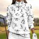 Women's Golf Pullover Sweatshirt Black White Yellow Long Sleeve Top Fall Winter Ladies Golf Attire Clothes Outfits Wear Apparel