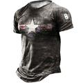 Men's Unisex T shirt Tee Distressed T Shirt Star Graphic Prints Crew Neck Light Brown Gold Brown Dark Gray 3D Print Outdoor Street Short Sleeve Print Clothing Apparel Sports Designer Vintage Casual