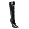 Women's Boots Ladies Shoes Valentines Gifts Sexy Boots Heel Boots Valentine's Day Daily Solid Color Knee High Boots Stiletto Pointed Toe Sexy Casual Patent Leather Zipper Black White Red