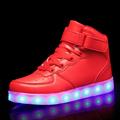 Men's Sneakers LED Shoes Light Up Shoes Skate Shoes High Top Sneakers Walking Sporty Casual School Outdoor Dailywear PU Breathable Wear Proof Lace-up Magic Tape Black White Silver Summer