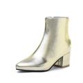 Women's Boots Metallic Boots Heel Boots Daily Solid Colored Booties Ankle Boots Winter Chunky Heel Pointed Toe Classic PU Leather Zipper Silver Black Gold