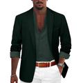 Men's Fashion Casual Blazer Jacket Regular Tailored Fit Solid Colored Single Breasted One-button Black Blue Brown ArmyGreen Grey 2024