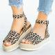 Women's Sandals Plus Size Comfort Shoes Daily Solid Color Summer High Heel Hidden Heel Open Toe Casual Faux Leather Ankle Strap dark brown Leopard Print Snake pattern