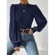 T shirt Tee Women's Navy Blue Blue Beige Solid / Plain Color Mesh Patchwork Party Daily Fashion Round Neck Regular Fit S