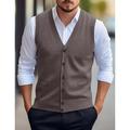 Men's Sweater Vest Cardigan Sweater Ribbed Knit Regular Pocket Knitted Plain V Neck Warm Ups Modern Contemporary Daily Wear Going out Clothing Apparel Winter Wine Red Dark Navy S M L