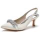 Women's Wedding Shoes Pumps Valentines Gifts Bling Bling Party Wedding Heels Bridal Shoes Bridesmaid Shoes Rhinestone Kitten Heel Slingback Heel Pointed Toe Sexy Sweet Clubwear Everyday Use Satin