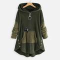 Women's Plus Size Teddy Coat Animal Cat Causal House Long Sleeve V Wire Regular Fall Winter Green Pink Dark Gray L XL XXL 3XL 4XL / Loose Fit