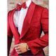 Black Red White Men's Prom Suits Jacquard Floral Paisley Wedding Gothic Suits Tuxedo Suits 2 Piece Tailored Fit Single Breasted One-button 2024