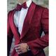 Black Red White Men's Prom Suits Jacquard Floral Paisley Wedding Gothic Suits Tuxedo Suits 2 Piece Tailored Fit Single Breasted One-button 2024