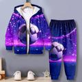 Boys 3D Football Hoodie Pants Set Long Sleeve 3D Printing Fall Winter Active Fashion Cool Polyester Kids 3-12 Years Outdoor Street Vacation Regular Fit
