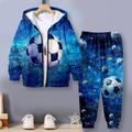 Boys 3D Football Hoodie Pants Set Long Sleeve 3D Printing Fall Winter Active Fashion Cool Polyester Kids 3-12 Years Outdoor Street Vacation Regular Fit