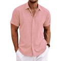 Men's Shirt Linen Shirt Casual Shirt Summer Shirt Beach Shirt Button Down Shirt Black White Pink Short Sleeve Plain Lapel Summer Casual Daily Clothing Apparel