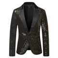 Men's Sequin 70s Disco Retro Party Blazer Fashion Casual Sparkly Sequin Party Blazer Jacket Regular Tailored Fit Solid Colored Single Breasted One-button Multicolor Silver Gold 2024