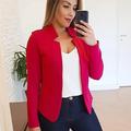 Women's Blazer Solid Color Classic Office / Business Long Sleeve Coat Spring Fall Valentine's Day Open Front Regular Jacket Light Pink