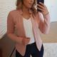 Women's Blazer Solid Color Classic Office / Business Long Sleeve Coat Spring Fall Valentine's Day Open Front Regular Jacket Light Pink