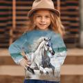 Girls' 3D Graphic Animal Horse Sweatshirt Long Sleeve 3D Print Summer Fall Fashion Streetwear Adorable Polyester Kids 3-12 Years Outdoor Casual Daily Regular Fit