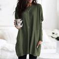 Women's Plus Size Shirt Tunic T shirt Dress Tunic Shirts Solid Colored Daily Black White Light Green Long Sleeve Basic Round Neck Loose Fit Fall Fall Winter
