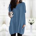 Women's Plus Size Shirt Tunic T shirt Dress Tunic Shirts Solid Colored Daily Black Long Sleeve Basic Round Neck Fall Fall Winter