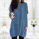 Women's Plus Size Shirt Tunic T shirt Dress Tunic Shirts Solid Colored Daily Black Long Sleeve Basic Round Neck Fall Fall Winter