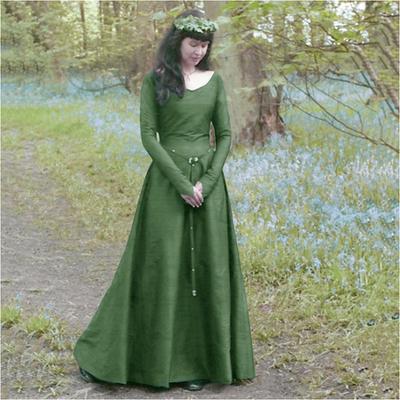 Retro Vintage Medieval Renaissance Dress Tunic Dress Lady Viking Ranger Valhalla Women's Halloween Masquerade Casual Daily LARP Ren Faire Adults' Dress