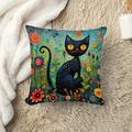 Cat Art Pattern 1PC Throw Pillow Covers Multiple Size Coastal Outdoor Decorative Pillows Soft Velvet Cushion Cases for Couch Sofa Bed Home Decor
