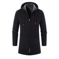 Men's Sweater Cardigan Sweater Sweater Hoodie Zip Sweater Sweater Jacket Ribbed Knit Tunic Knitted Solid Color Hooded Basic Stylish Outdoor Daily Clothing Apparel Winter Fall Black Wine M L XL