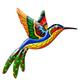 Metal Hummingbird Wall Art Decor Metal Colorful Birds 3D Outdoor Sculpture Iron Outdoor Hanging Decor Ornaments Metal Hand-made Bird Wall Art Fence Decorations for Living Room Patio Balcony