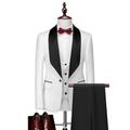 Light Blue Black White Men's Wedding Party Party Evening Valentine's Day Tuxedos Solid Colored 3 Piece Standard Fit Single Breasted One-button 2024