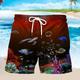 Men's Board Shorts Swim Shorts Swim Trunks Summer Shorts Beach Shorts Drawstring with Mesh lining Elastic Waist Graphic Fish Ocean Breathable Quick Dry Short Holiday Beach Boho Hawaiian 1 2