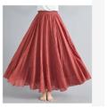 Women's Swing Long Skirt Maxi Skirts Pleated Solid Colored Casual Daily Spring Fall Cotton Cotton And Linen Elegant Summer Black White Yellow Red