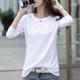 Women's T shirt Tee Cotton Plain Daily Weekend White Pink Brown Long Sleeve Basic Round Neck Regular Fit Spring Fall